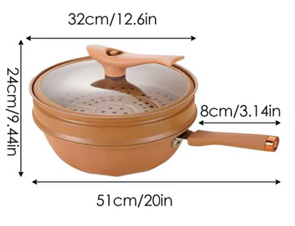 WOK DE CERAMICA CON TAPA Y CESTA DE VAPOR