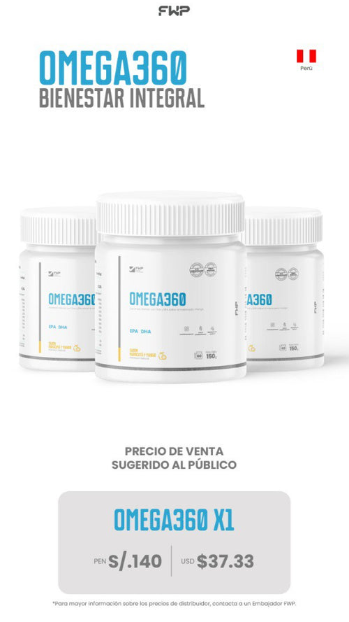 Omega 360 FWP – Suplemento Premium con EPA, DHA y Curcumina | Salud Cardiovascular y Cerebral